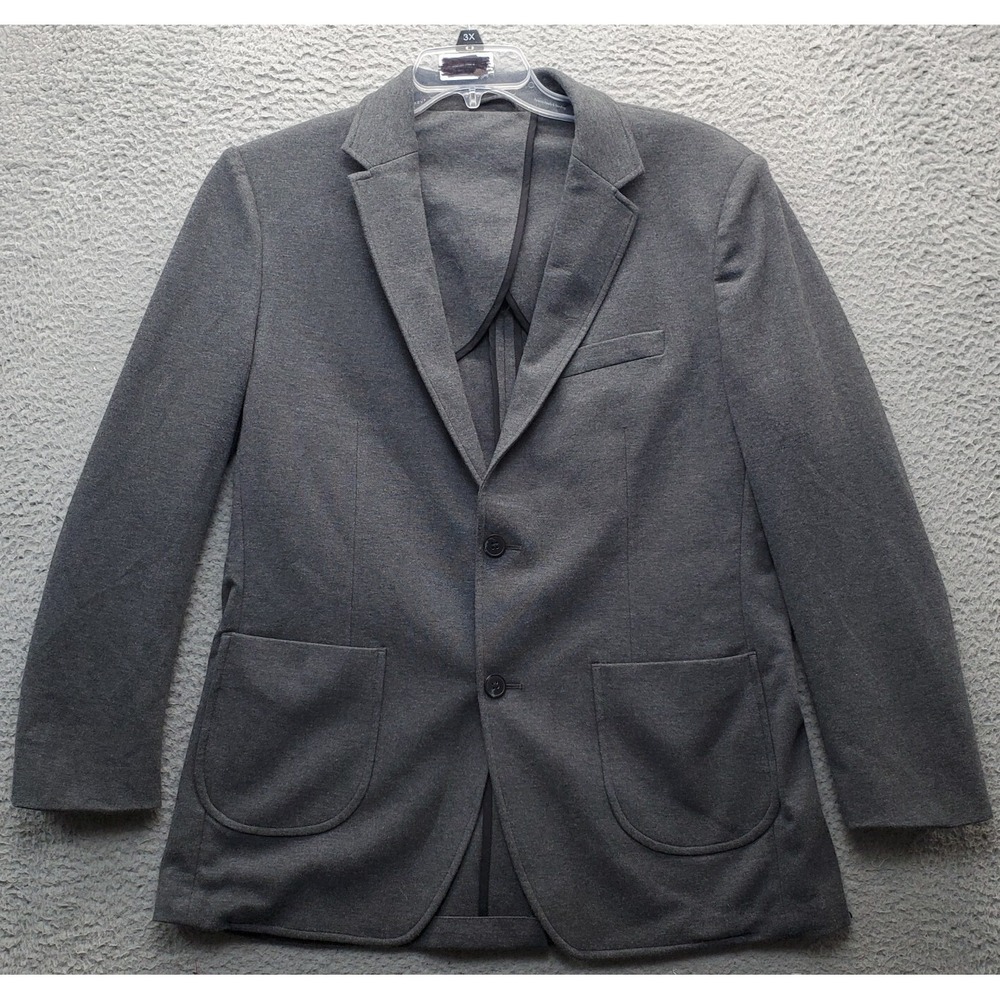 01.Algo Blazer‎ Womens Gray Inner Pockets Vented Notch Lapel Single Breasted
